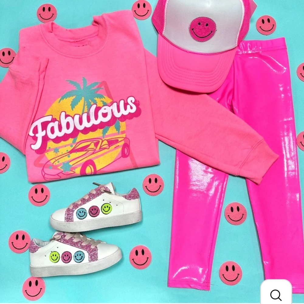 Pink Fabulous Cropped and Distressed Sweatshirt- SARA SARA, LOLA + THE BOYS